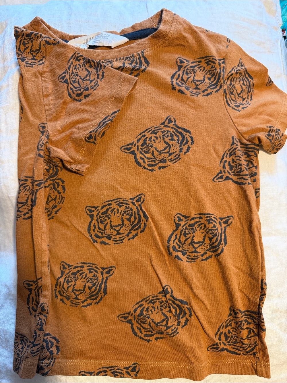 H&M 100% Cotton Kids Tiger Head Short-Sleeve Tee